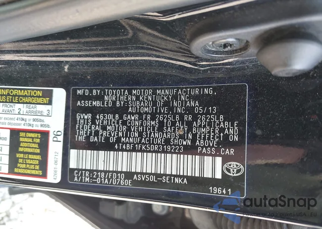 4T4BF1FK5DR319223: 43179683