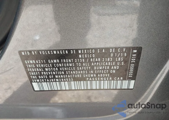 3VW2K7AJ8FM284533: 43179906