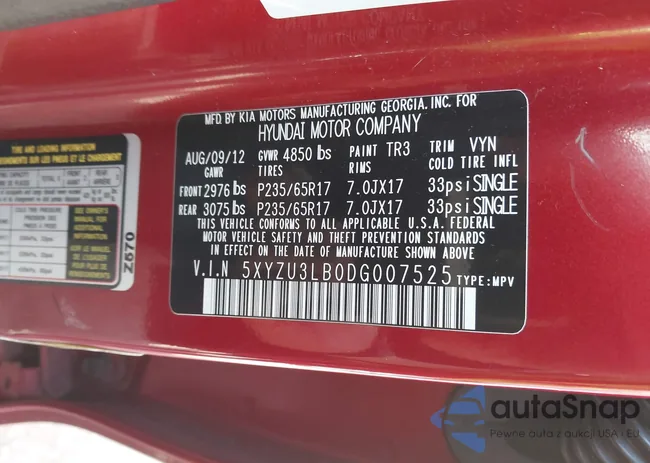 5XYZU3LB0DG007525: 43179938