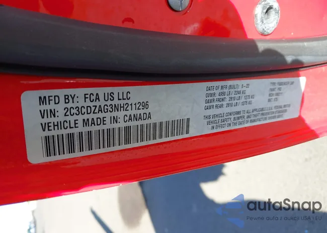 2C3CDZAG3NH211296: 43181053