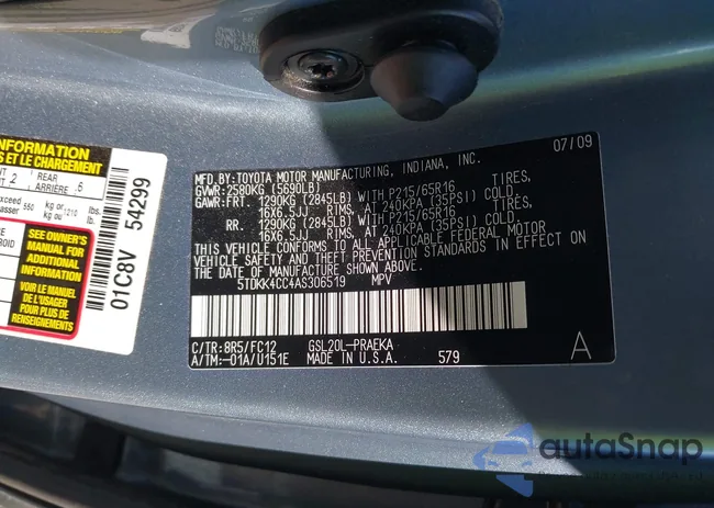 5TDKK4CC4AS306519: 43181291