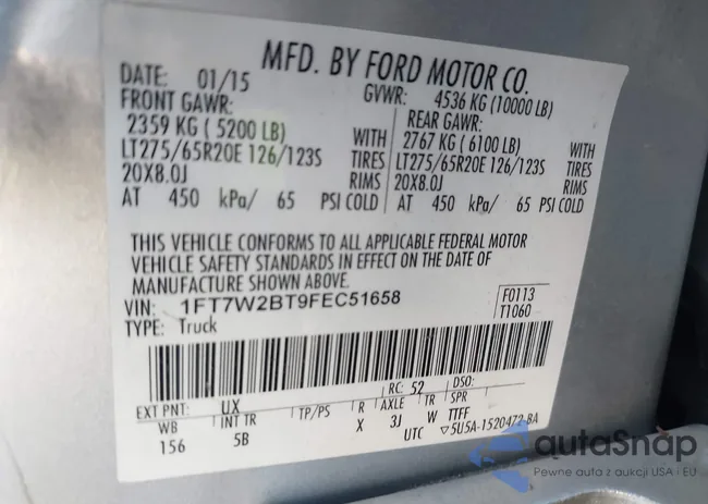 1FT7W2BT9FEC51658: 43181351