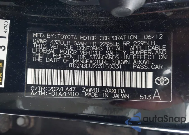 JTDZN3EU2C3150331: 43181390