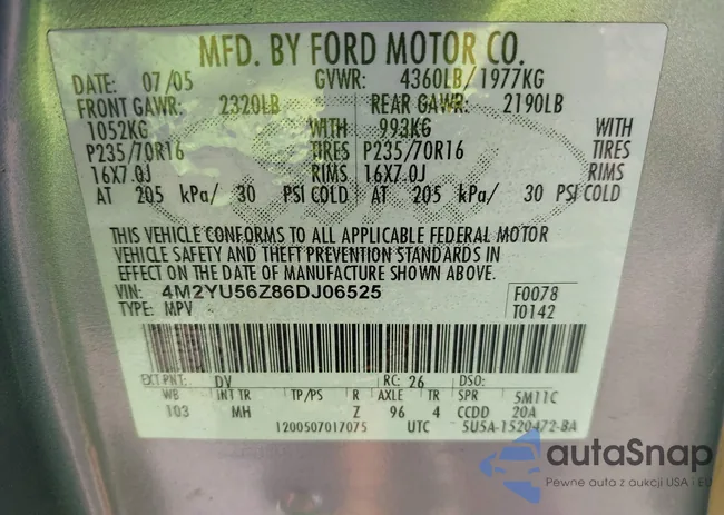 4M2YU56Z86DJ06525: 43181471