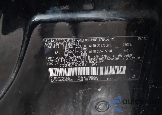 2T3DFREV7FW302141: 43180737