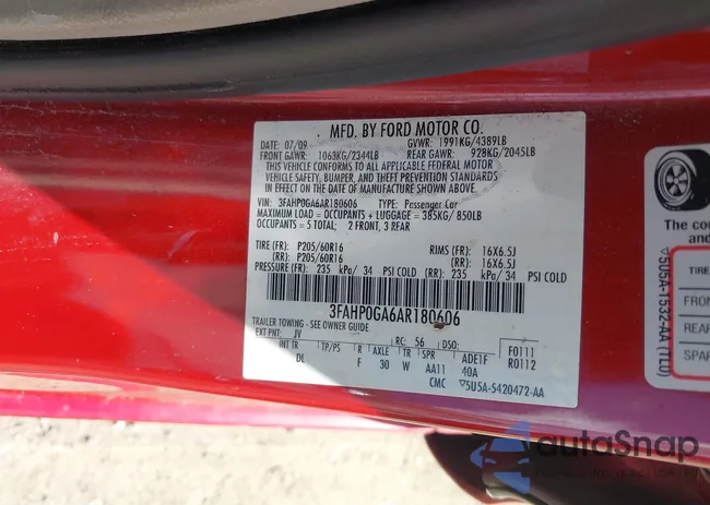 3FAHP0GA6AR180606: 43180845