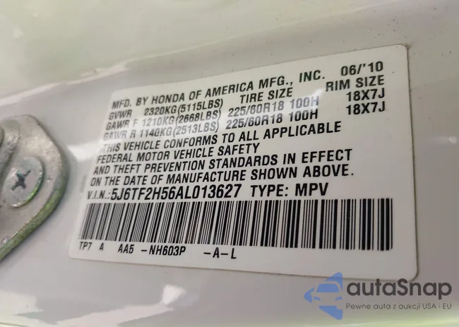 5J6TF2H56AL013627: 43182127