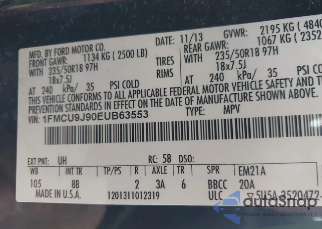 1FMCU9J90EUB63553: 43182230