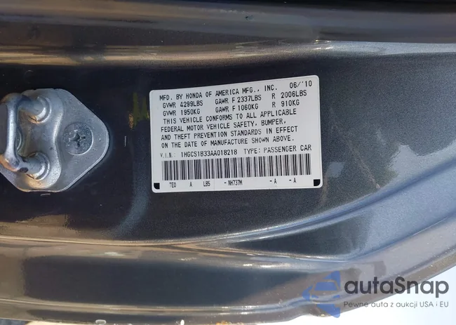 1HGCS1B33AA018218: 43182234