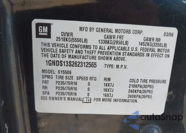 1GNDS13S262312565: 43182250