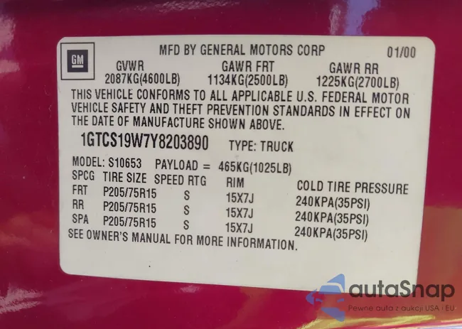 1GTCS19W7Y8203890: 43182353