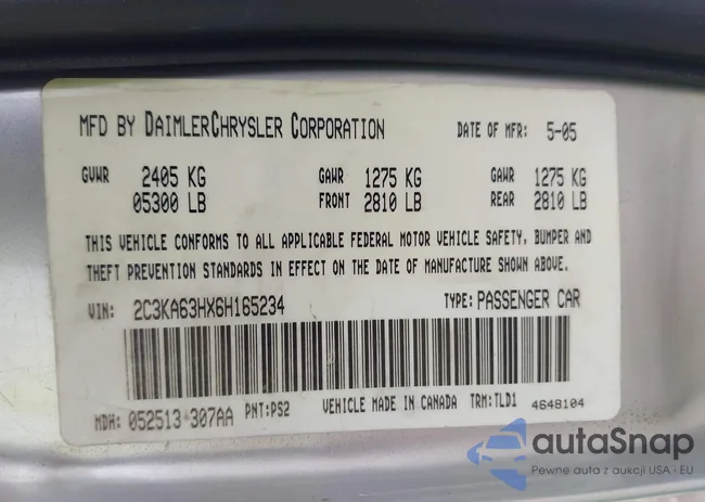 2C3KA63HX6H165234: 43182564