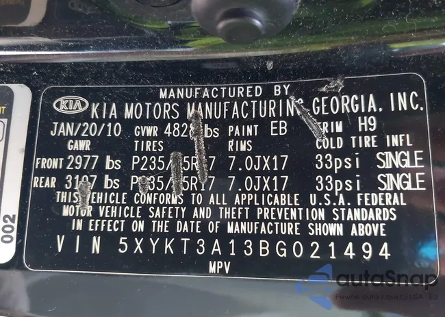 5XYKT3A13BG021494: 43182577