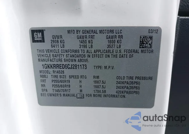 1GKKRRED6CJ281173: 43182581