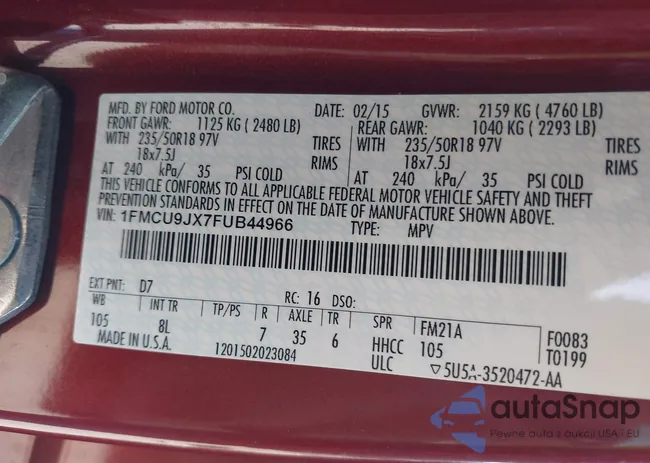 1FMCU9JX7FUB44966: 43181608