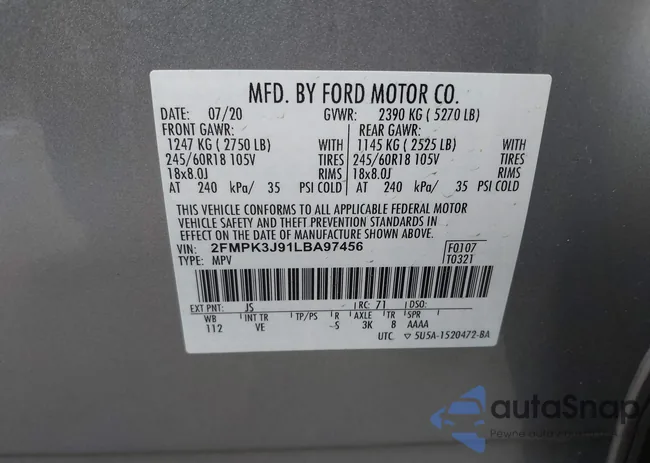 2FMPK3J91LBA97456: 43181702