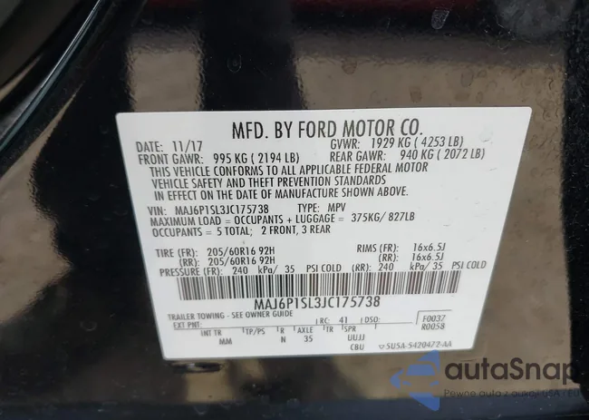 MAJ6P1SL3JC175738: 43181783