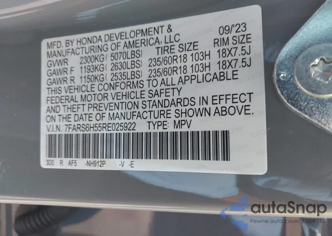7FARS6H55RE025922: 43181901