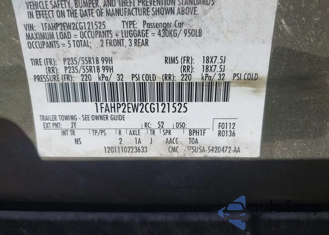 1FAHP2EW2CG121525: 43181926