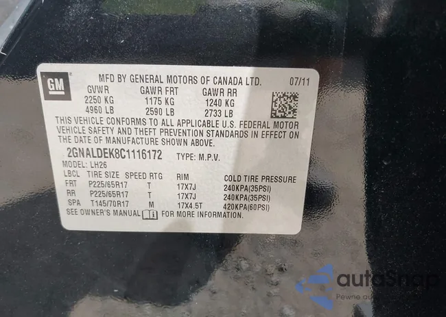 2GNALDEK8C1116172: 43182989