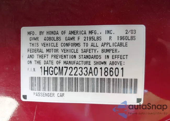 1HGCM72233A018601: 43183121