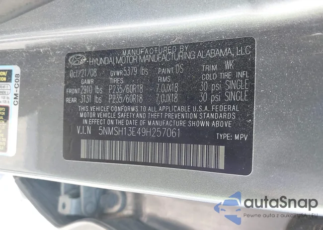 5NMSH13E49H257061: 43183218