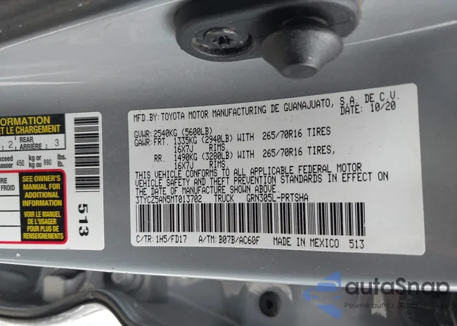 3TYCZ5AN5MT013702: 43183384