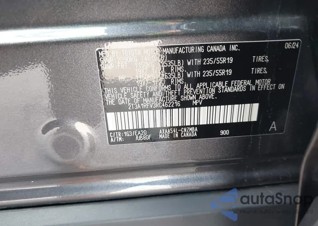 2T3A1RFV3RC462216: 43183387