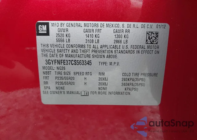 3GYFNFE37CS563345: 43183399