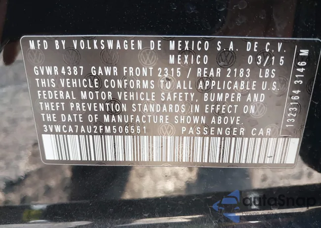 3VWCA7AU2FM506551: 43183422