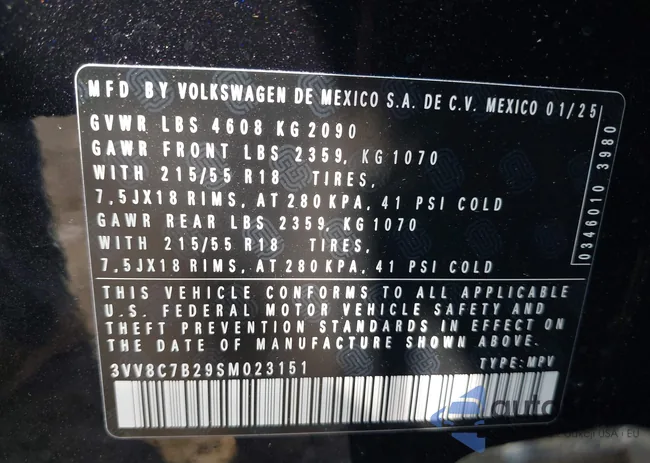 3VV8C7B29SM023151: 43183436