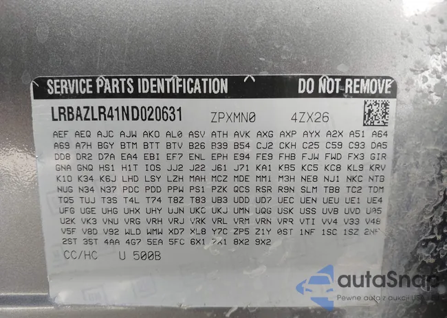 LRBAZLR41ND020631: 43183453