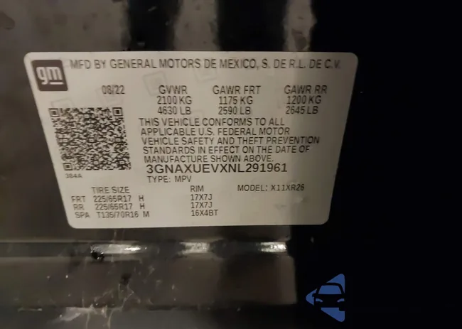 3GNAXUEVXNL291961: 43183511