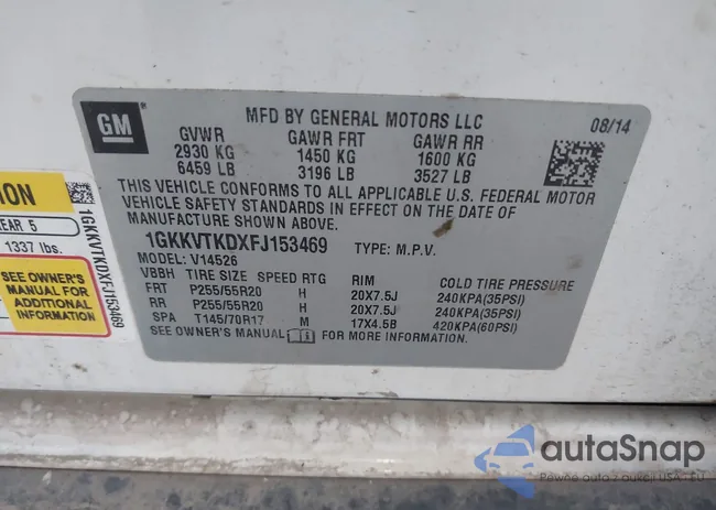 1GKKVTKDXFJ153469: 43182695