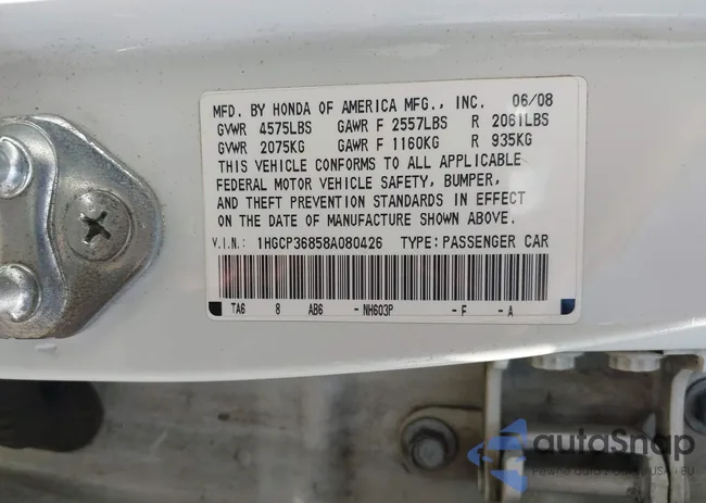 1HGCP36858A080426: 43182719