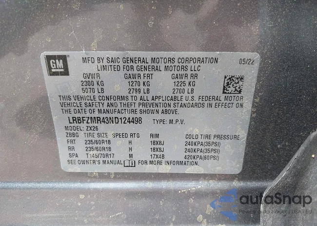 LRBFZMR43ND124498: 43182769