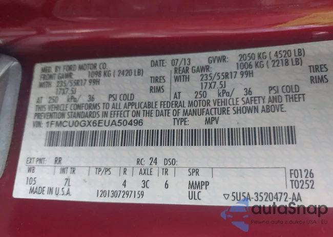 1FMCU0GX6EUA50496: 43182812