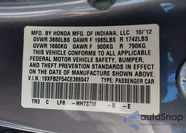 19XFB2F54CE386047: 43182865