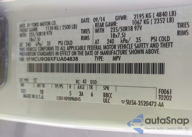 1FMCU9G9XFUA04838: 43182889