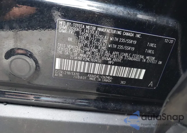 2T3A1RFV2MC169450: 43184019