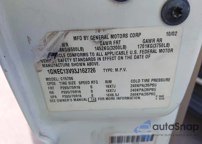 1GNEC13V93J162726: 43184145