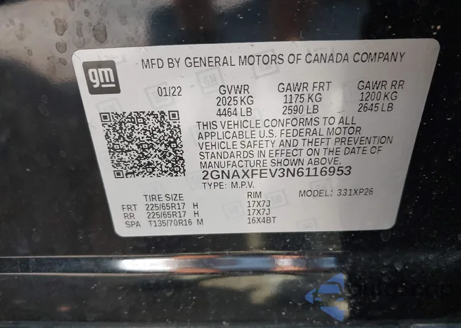 2GNAXFEV3N6116953: 43184179