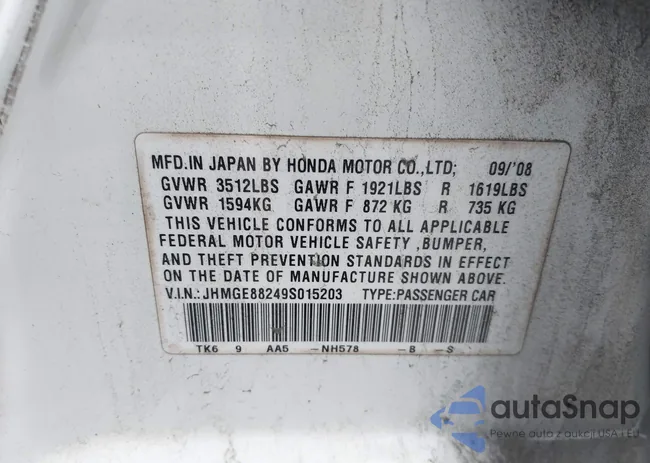 JHMGE88249S015203: 43184181