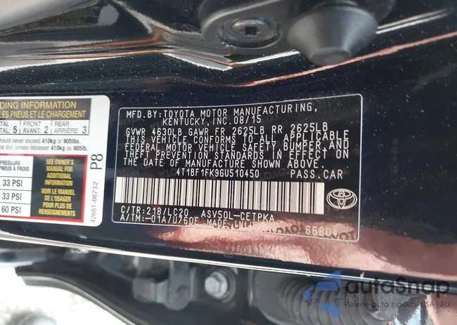 4T1BF1FK9GU510450: 43184342