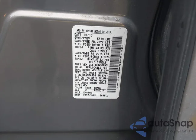 JN8CS1MW8DM173747: 43184443