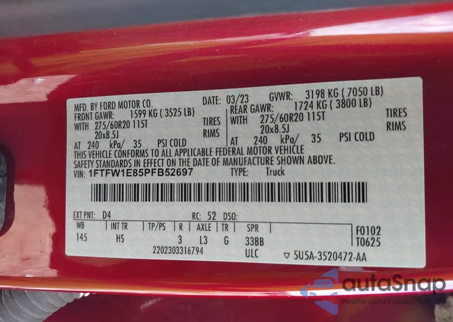 1FTFW1E85PFB52697: 43183684