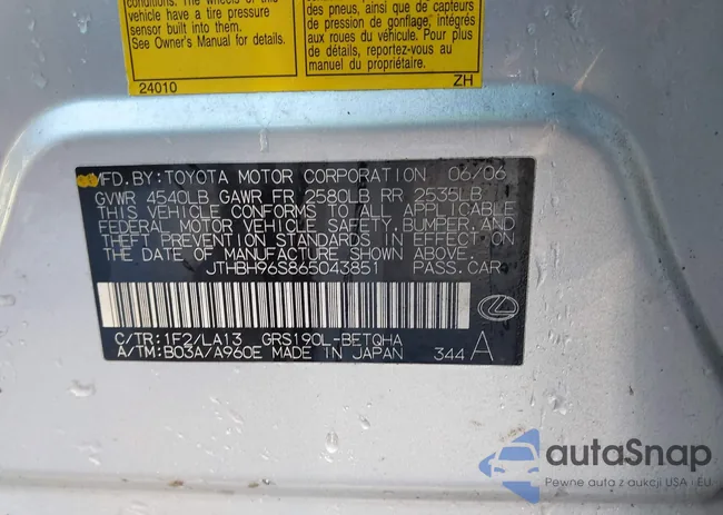 JTHBH96S865043851: 43183775