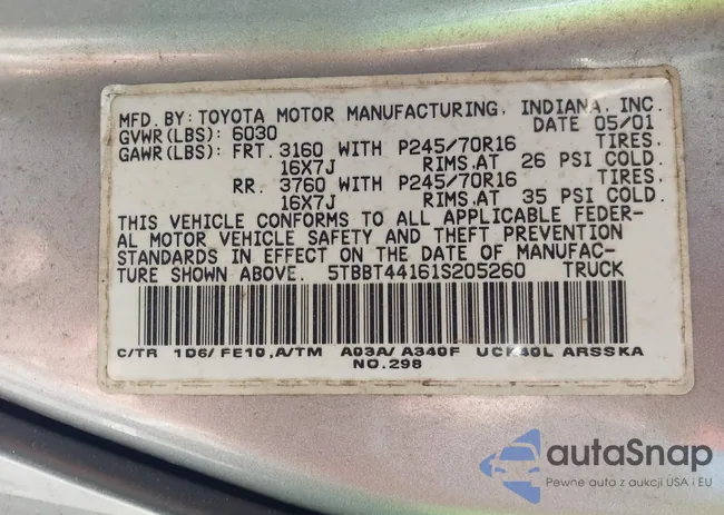 5TBBT44161S205260: 43185018