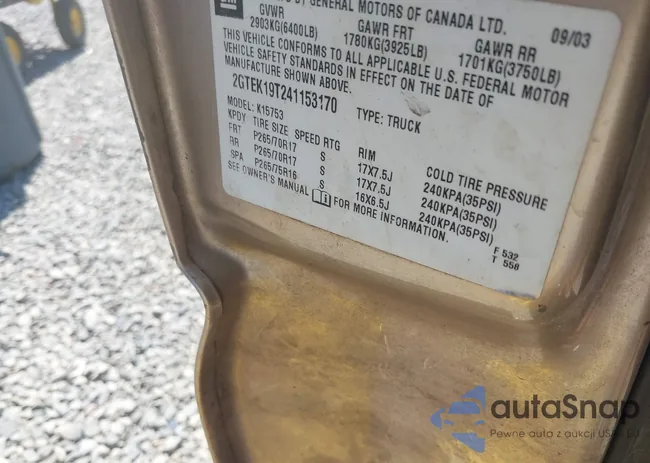 2GTEK19T241153170: 43185058