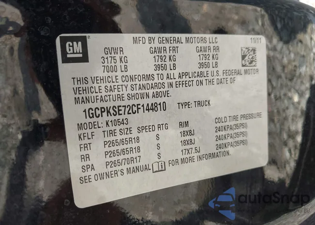 1GCPKSE72CF144810: 43185060